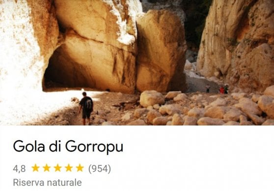 Google corrige les cartes pour le Supramonte en Sardaigne